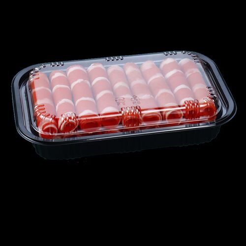 羊肉片肥牛卷包装盒一次性羊肉卷牛肉卷透明塑料冷冻打包黑底盒子