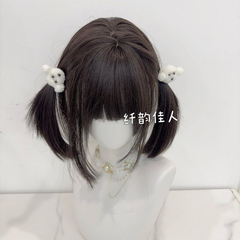 纤韵佳人假发女网红少萝自然lolita假毛齐刘海双马尾新款短发30cm