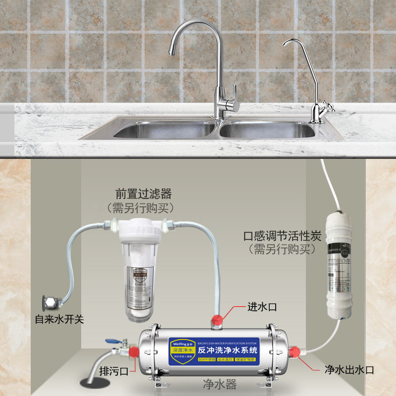 卫宁不锈钢净水器家用直饮厨房净化器净水机超滤自来水过滤器