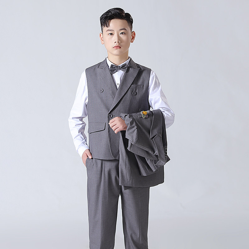 中大童西装加肥大码秋冬季胖男童礼服主持人套装儿童钢琴演出西服
