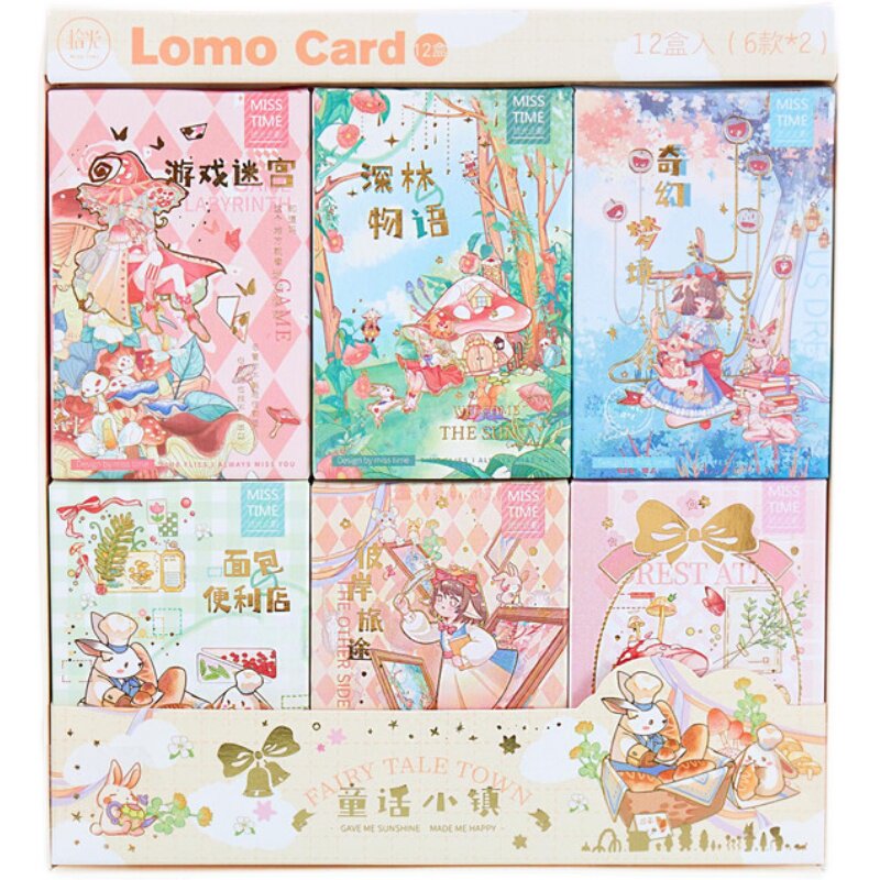 拾光lomo卡片文艺小清新手绘礼物贺卡迷你留言卡盒装28张全套包邮