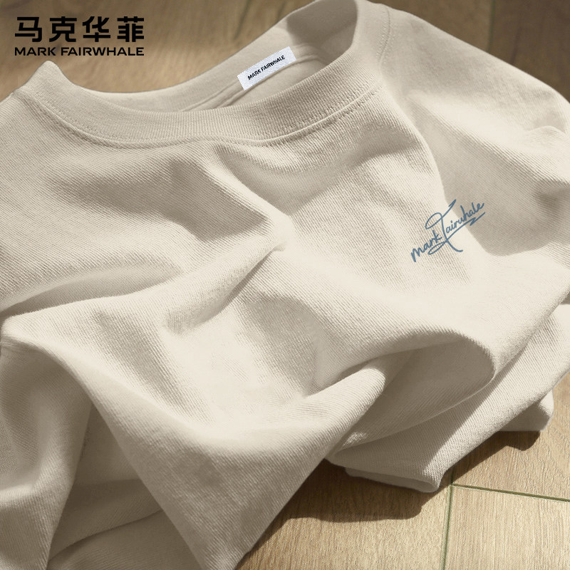 马克华菲2026新款男士短袖T恤纯棉圆领印花套头衫宽松男款上衣服