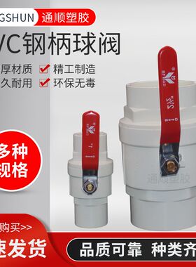 PVC钢柄球阀开关 阀门 闸阀20 25 32 40 50 63 75 90 110铁钢手柄