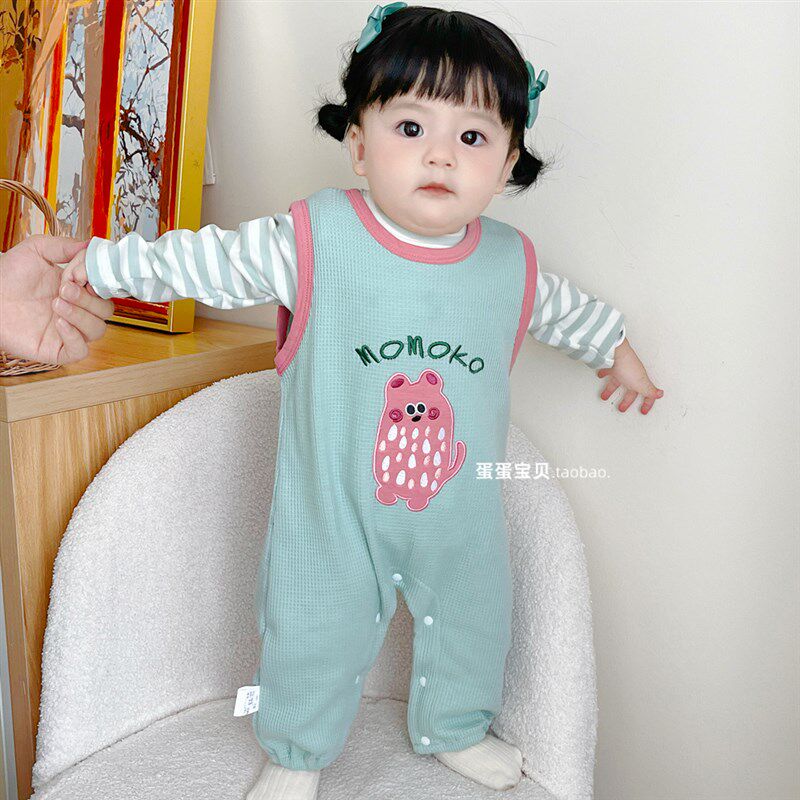 女宝宝衣服超萌背带裤连体婴儿秋装洋气外出两件套装一岁幼儿秋季