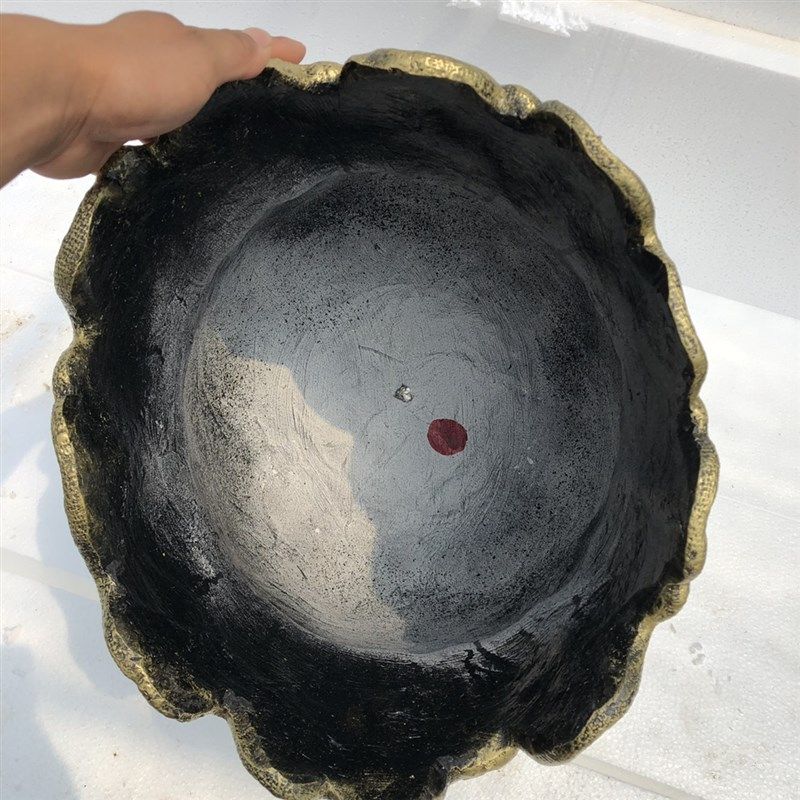 仿陶瓷花盆氧化镁聚宝盆特大号古铜色钱袋招财进宝浮雕花盆发财树