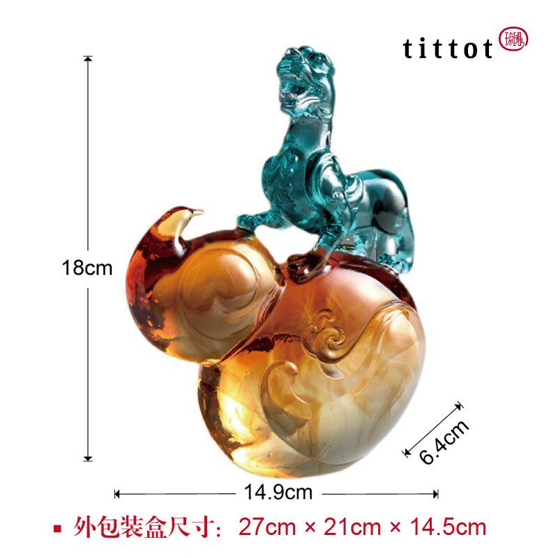 tittot琉园新中式貔貅葫芦招财琉璃摆件 福禄聚财 送开业乔迁礼物