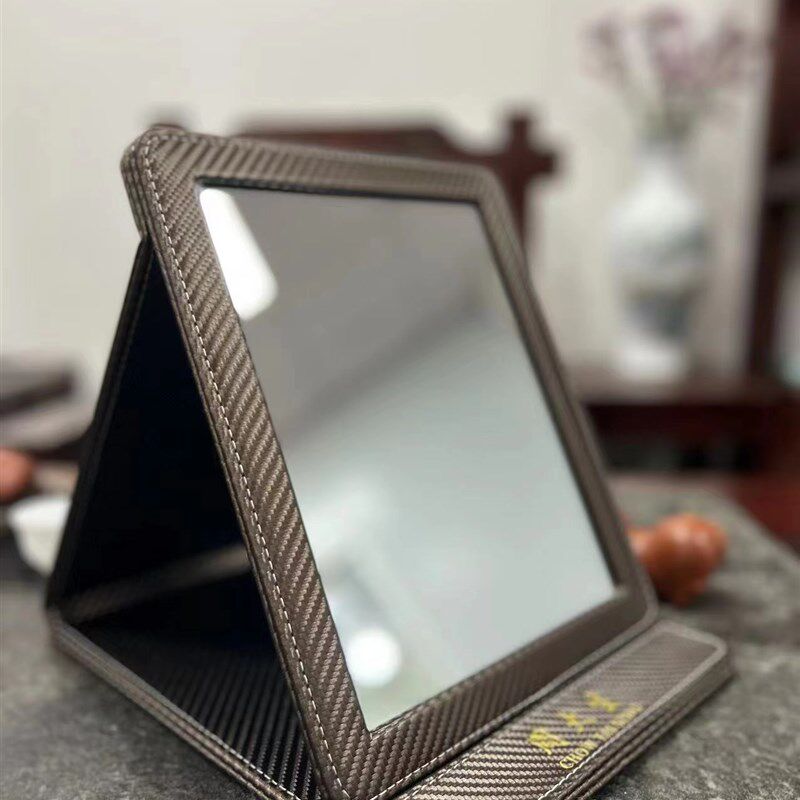 折叠皮镜珠宝店专用镜子金店柜台镜看货镜化妆皮革镜单面镜印logo