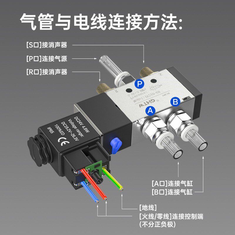 电磁阀组4V210-08气动控制阀电磁阀汇流阀板一体式220V 24V气控阀