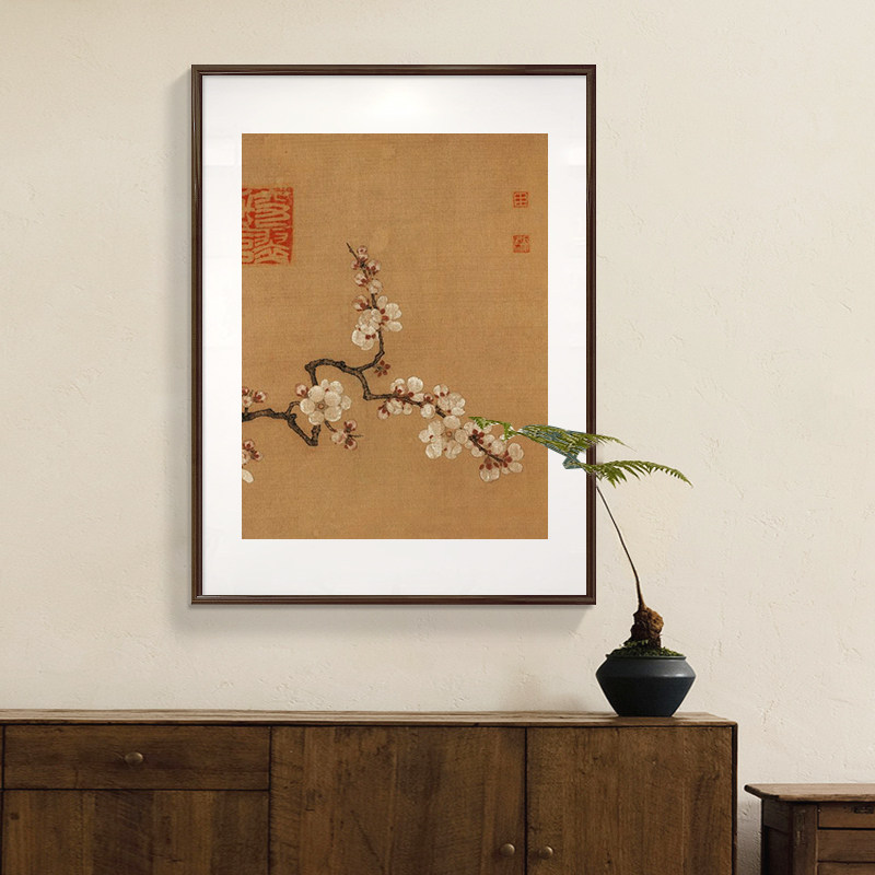 蔷薇仙杏图新中式玄关装饰画仿古画客厅餐厅壁画中国风花鸟挂画