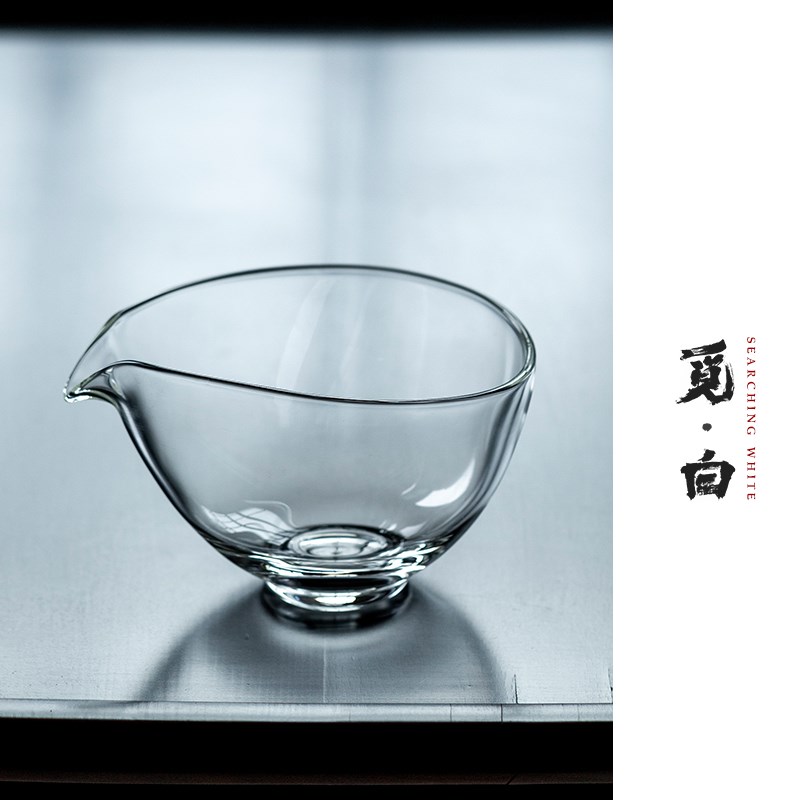 觅白揽月匀杯玻璃公道杯高硼硅茶具薄款耐热分茶器具透明手工茶海