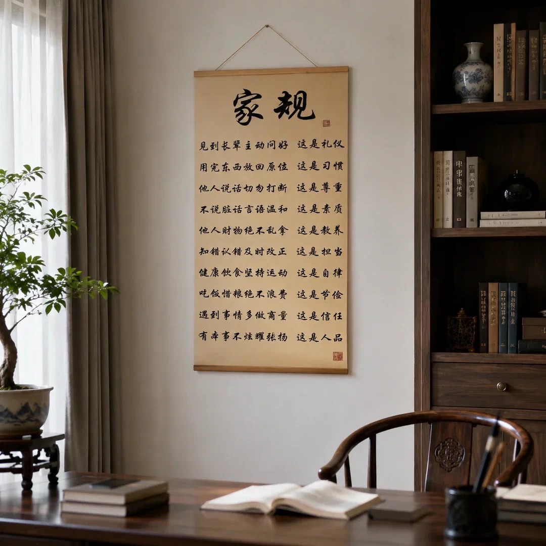 【下单立减50】【家规】家训中式书法挂画玄关书房客厅入户景_gj