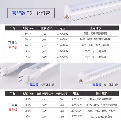 led灯管可调光t5一体化可控硅无极调节t8智能调亮度明暗度日光灯