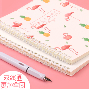 4本装火烈鸟笔记本子加厚线圈记事本子小清新卡通可爱动物本子作