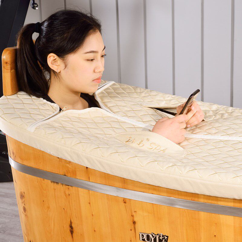 朴易泡澡木桶香柏木成人浴缸沐浴桶实木洗澡桶澡盆带盖熏蒸汽SPA