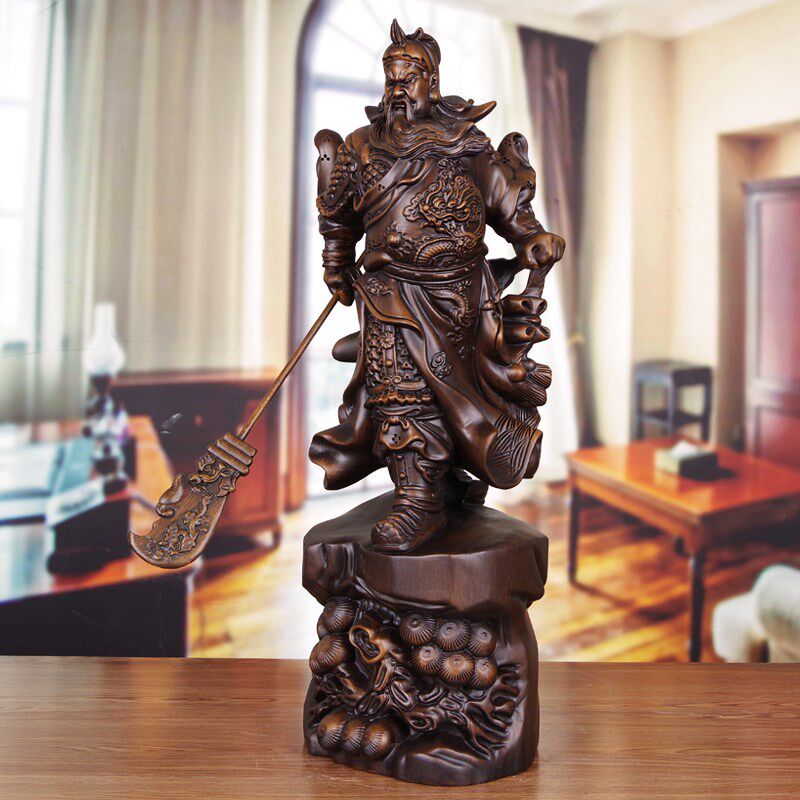 关公实木雕摆件大号武财神家用客厅供奉神像木质关二爷店铺招财