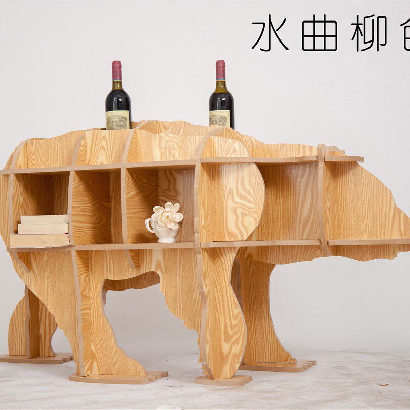 创意书架麋鹿书架北极熊书架边几茶几玄关桌动物置物架家居摆件