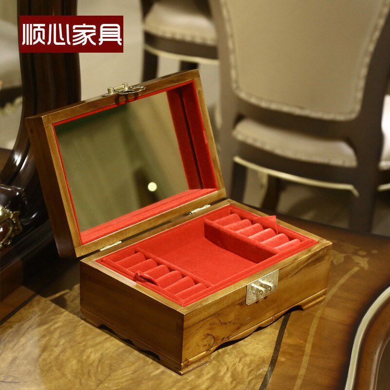 顺心家具香樟木箱仿古首饰盒珠宝首饰收纳箱实木结婚礼品箱带内饰