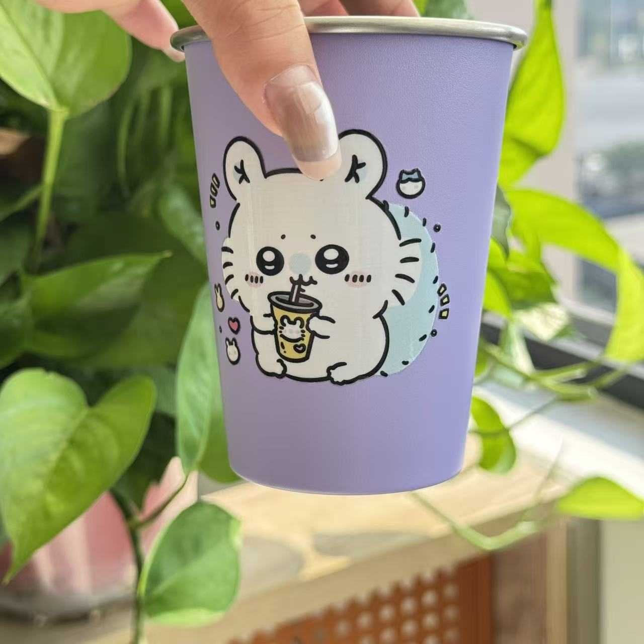新款不锈钢猫吃鱼情侣对杯内胆防摔牛奶杯杯子套装旅行高颜情侣杯