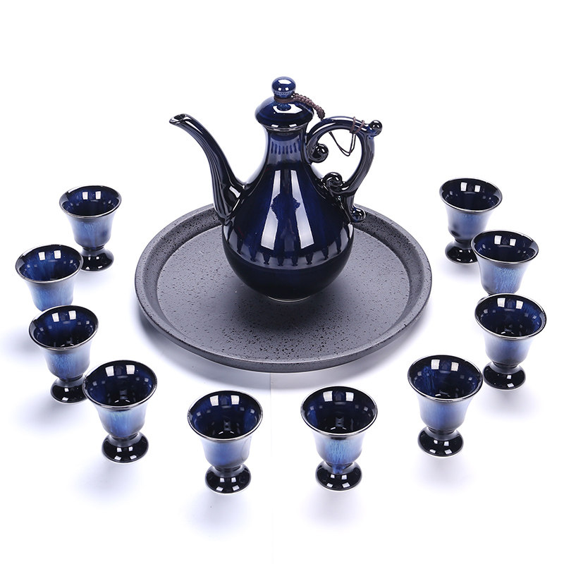陶瓷酒具套装白酒分酒器仿古中式古典清酒蛊酒具小烈酒杯套装家用