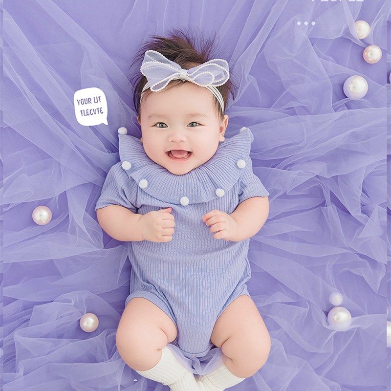 新生儿的拍照道具百天宝宝摄影服装 满月照背景布 百天照婴儿衣服