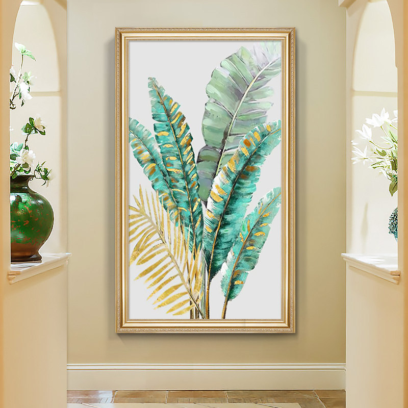 美式植物入户玄关装饰画家大业油画大走廊过道挂画正对门客厅壁画