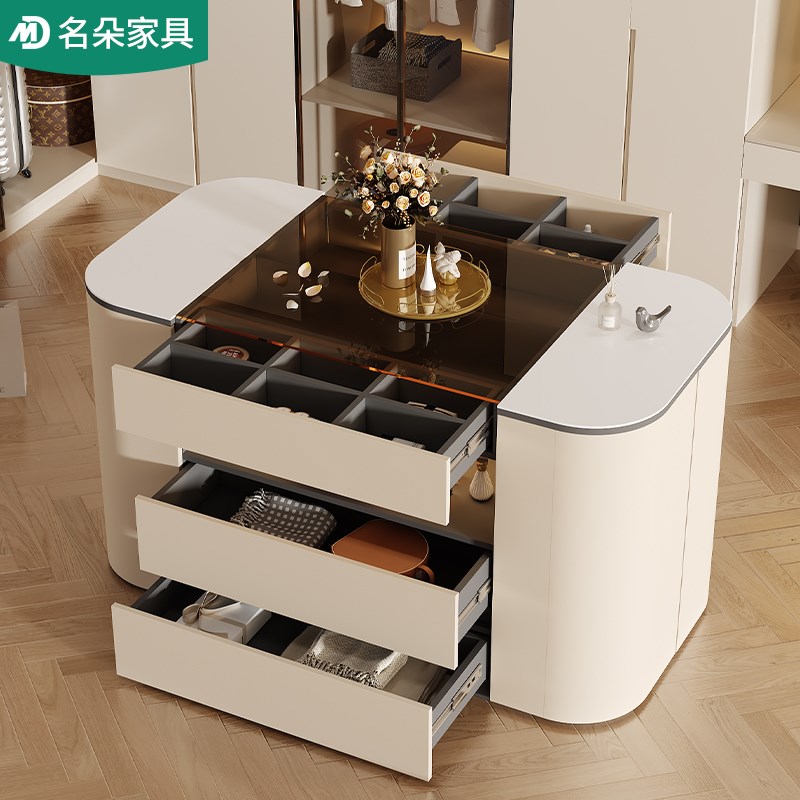 中岛台衣帽间中岛柜抽屉斗柜家用落地首饰柜展示柜收纳储物5K29