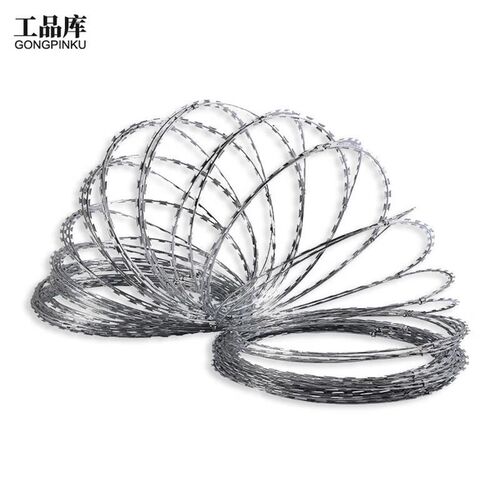 工品库热镀锌围栏刀片刺绳双螺旋防爬铁蒺藜防盗网圈径60cm(8m10k
