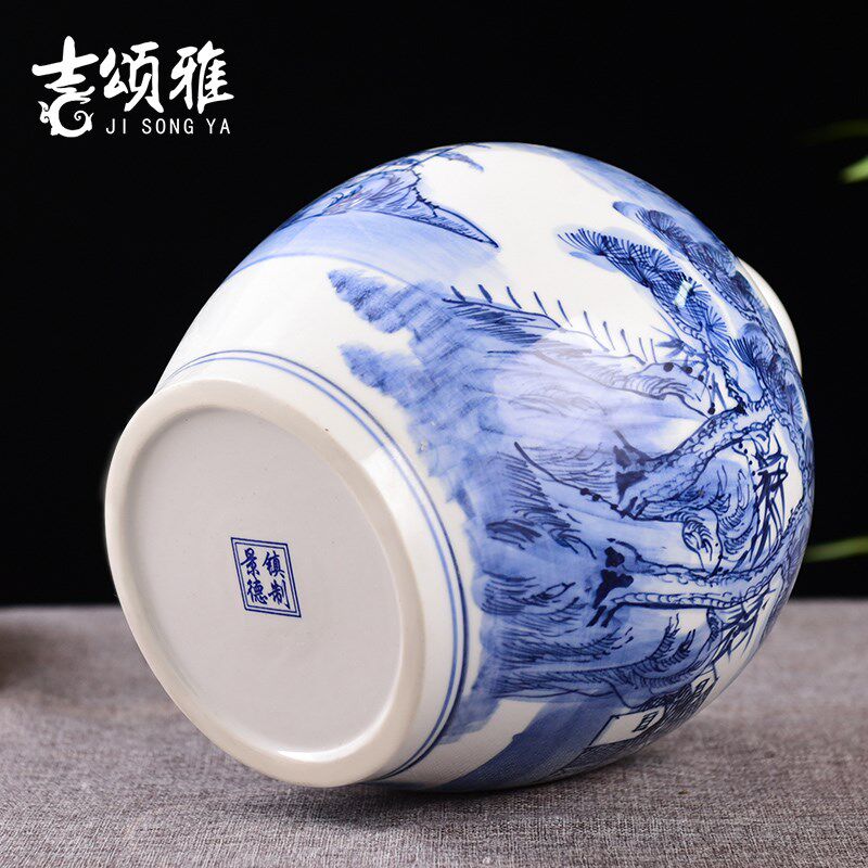 景德镇陶瓷手绘青花酒瓶10斤装家用泡酒坛子白酒空瓶密封酒壶酒罐