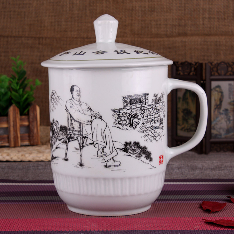 大容量陶瓷带盖大茶杯1800毫升超大号霸王杯子凉水杯景德镇泡茶杯