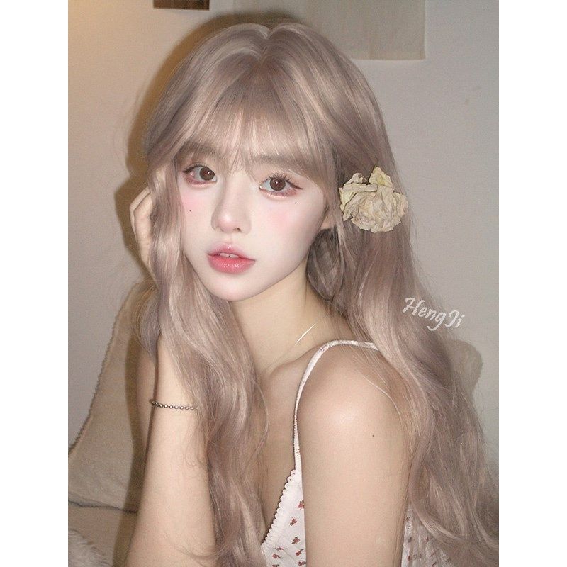哼唧假发女长发韩式发型中长卷发Lolita网红全头套自然蓬松假发套