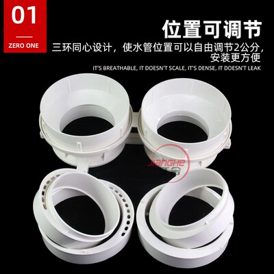 止水节连体防漏宝预埋件pvc套筒110偏心可调积水器塑料排水管配件