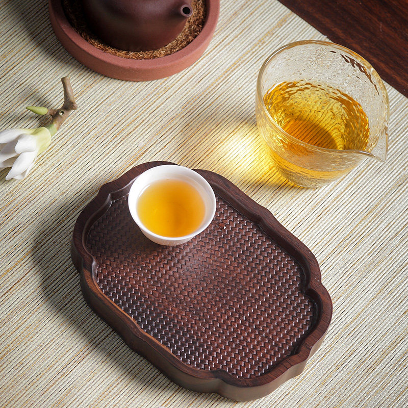 黑檀木茶盘干泡台实木简易家用创意功夫茶托盘长方形圆型小型茶台