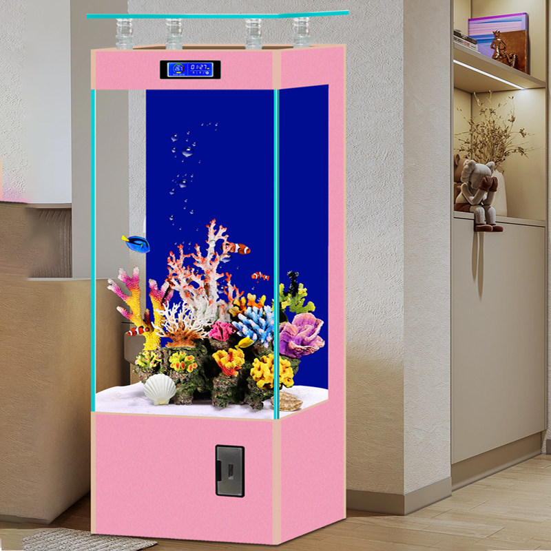 高端鱼缸金晶超白玻璃长方形客厅落地水族箱生态自循环精品金鱼缸