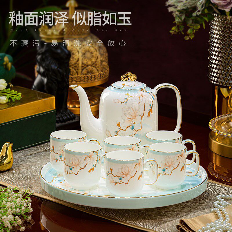 乔迁新居杯子套装景德镇陶瓷杯家用客厅待客水杯高级水具高档杯具