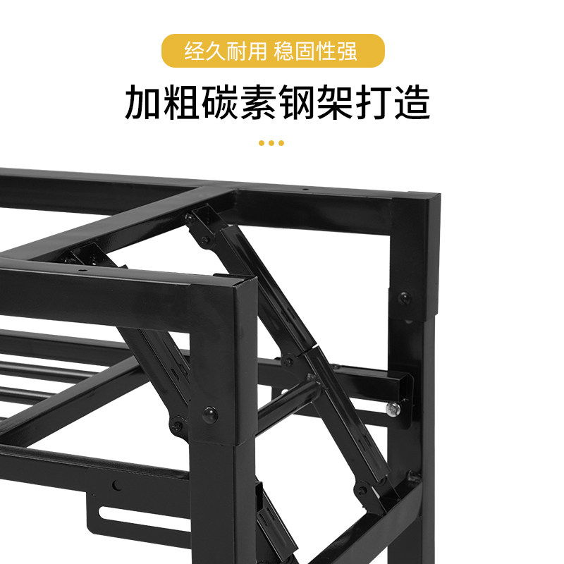 加厚折叠桌架子双层加固桌架黑色简易架子白色铁架铁艺弹簧架桌腿