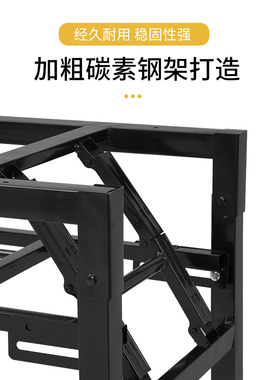 加厚折叠桌架子双层加固桌架黑色简易架子白色铁架铁艺弹簧架桌腿