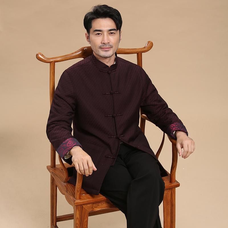 唐装男中式秋冬季加厚中老年棉服立领盘扣爸爸装外套复古休闲上衣