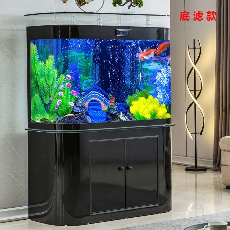 鱼缸客厅2023新款浮法玻璃智能轻奢客厅家用靠墙落地水族箱免换水
