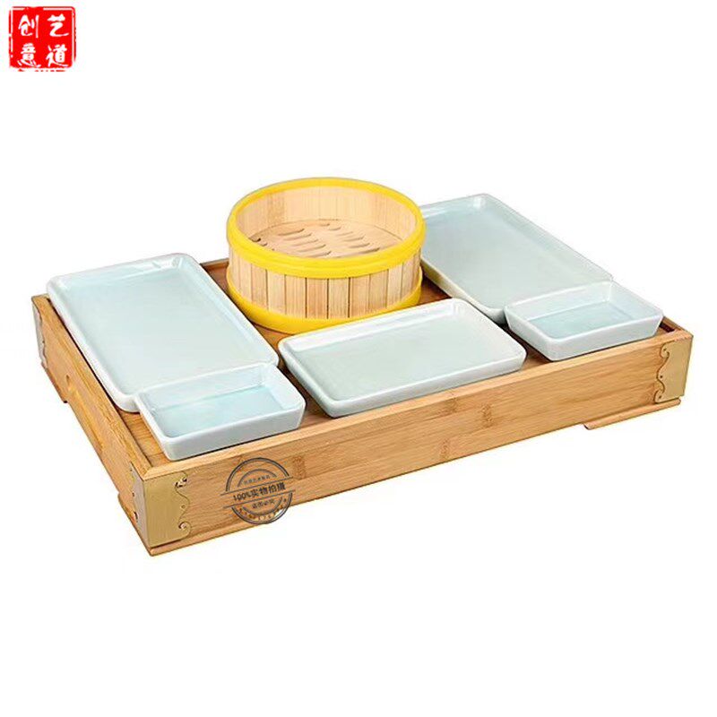特色烤鸭创意餐具保温加热竹木组合个性酒店碟子北京烤鸭专用盘子