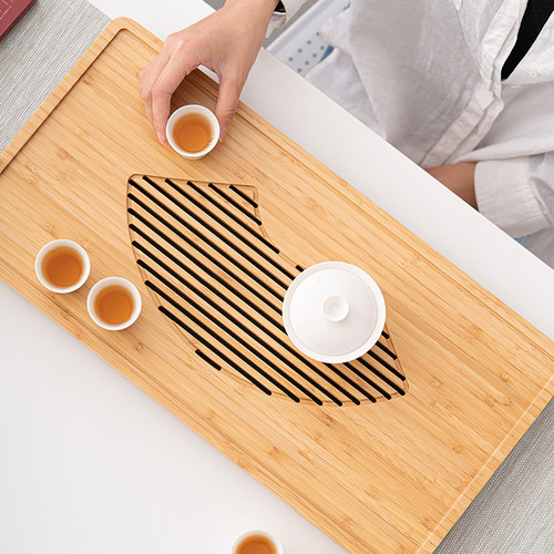墨己竹制茶盘家用干泡小茶台小型小茶海储水式托盘排水式茶托盘