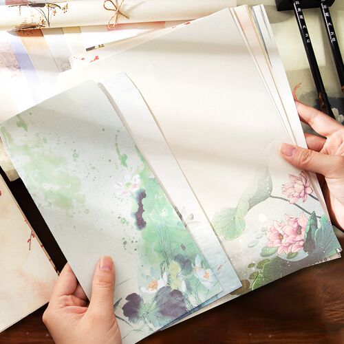 古风花草见字如晤信纸信封套装中国风复古情书山水名画送男女友手