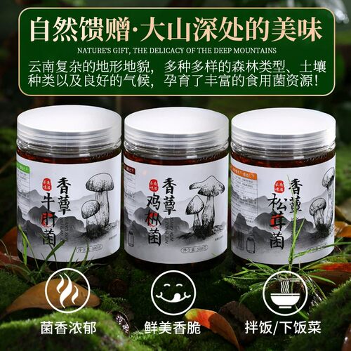 鸡枞菌云南特产批发牛肝菌松茸菌油炸即食菌菇酱零食下饭菜菌子酱