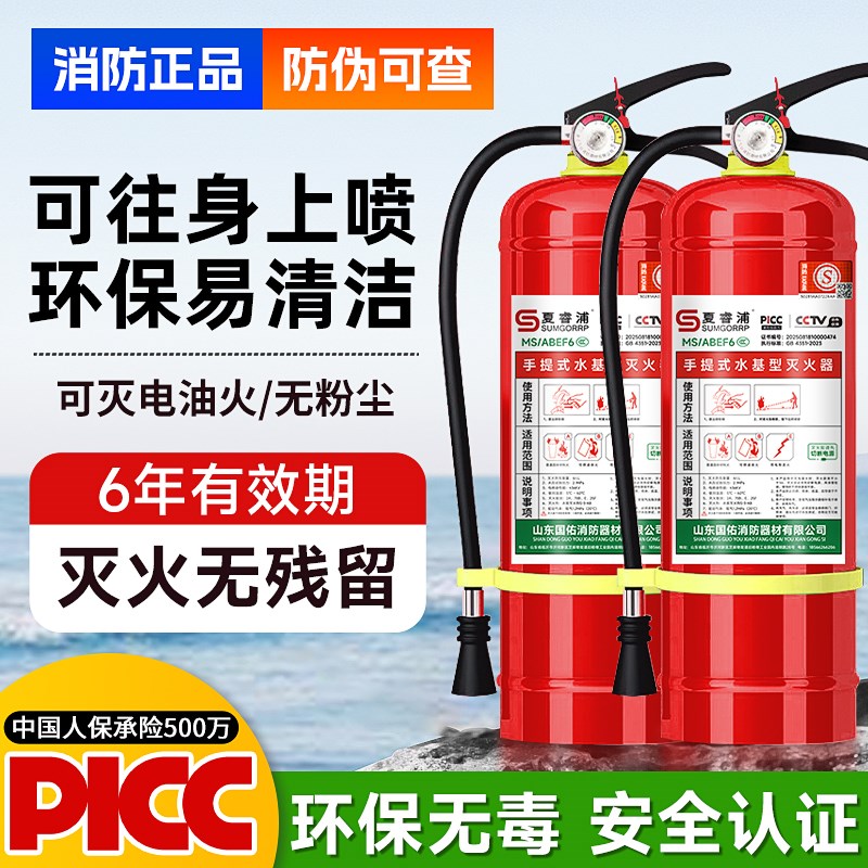 水基型灭火器3L新国标家用店用商铺环保消防泡沫型车用水剂灭火器