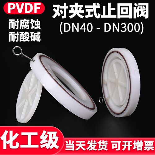 国标PVDF对夹式止回阀单片式翻板止逆阀化工水管法兰单向阀门100