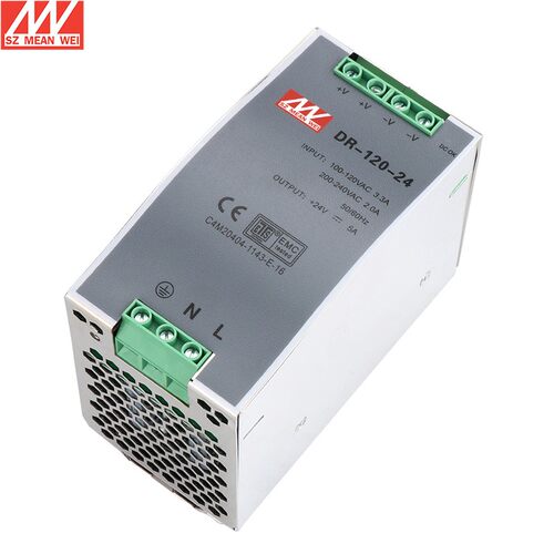 明纬开关电源DR-120W导轨型直流24V5A 120W 12V10A卡轨式开关电源