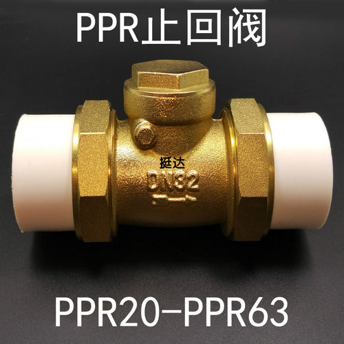 PPR卧式铜止回阀20 25 32 40 50 63逆止止逆阀4 6分1 1.2 1.5 2寸