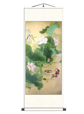 俞致贞荷花装饰画沙发p背景墙饭厅书房茶室挂画水墨画荷花禅意壁