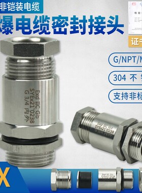 BDM防爆格兰头304不锈钢防爆电缆密封接头M20*1.5填料函G1/2晨磊
