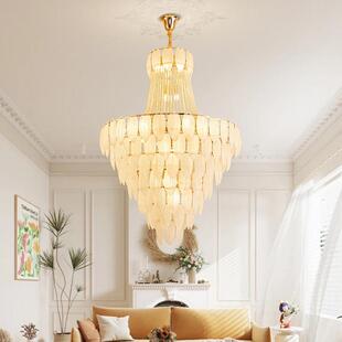 复秦元式中楼别式墅大吊灯水晶玻璃客厅灯楼中楼法豪华空奶油风挑