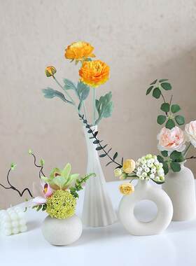 陶瓷花瓶桌面饭厅客厅花插彷真花假花玄关L酒柜摆件装饰品花束摆